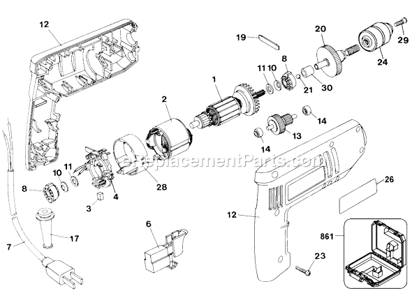 Page A Diagram and Parts List for 7157 Type 2 Black and Decker Electric Drill